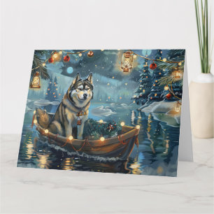 Alaskan Malamute Weihnachtsreise Karte