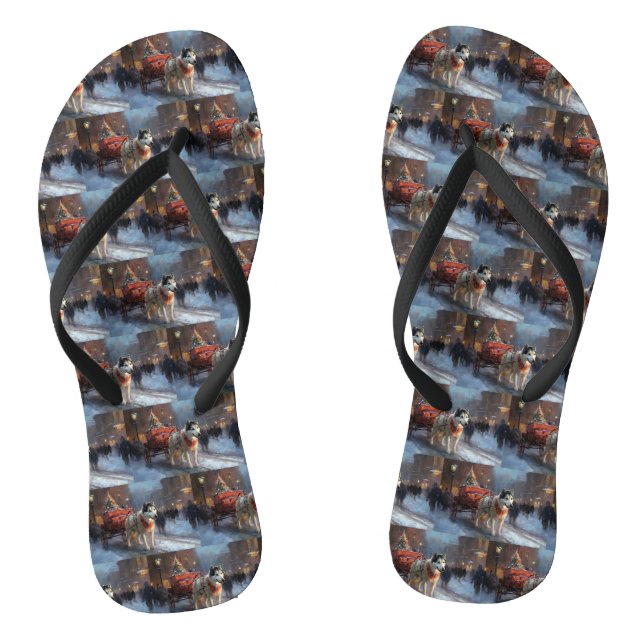 Alaskan Malamute Weihnachtssaison Flip Flops (Fußbett)
