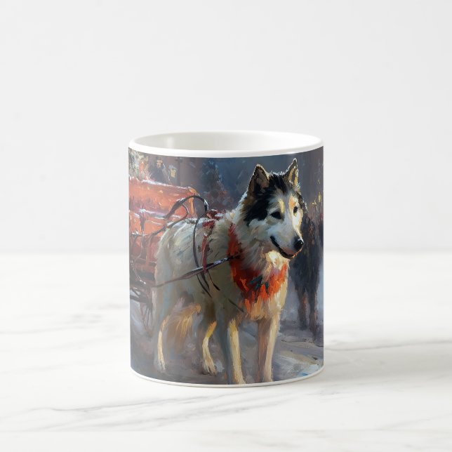 Alaskan Malamute Weihnachtssaison Kaffeetasse (Mittel)