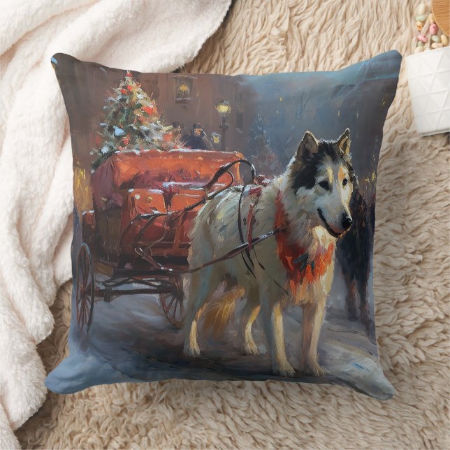 Alaskan Malamute Weihnachtssaison Kissen (Decke)