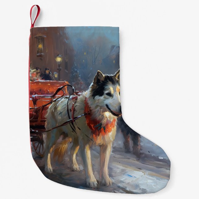 Alaskan Malamute Weihnachtssaison Kleiner Weihnachtsstrumpf (Vorderseite)