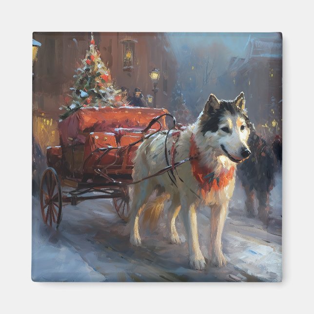 Alaskan Malamute Weihnachtssaison Magnet (Vorne)