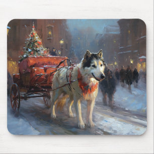 Alaskan Malamute Weihnachtssaison Mousepad