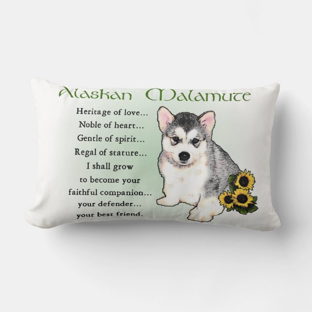 Alaskan Malamute Welpe Erbe der Liebe Lendenkissen (Vorderseite)