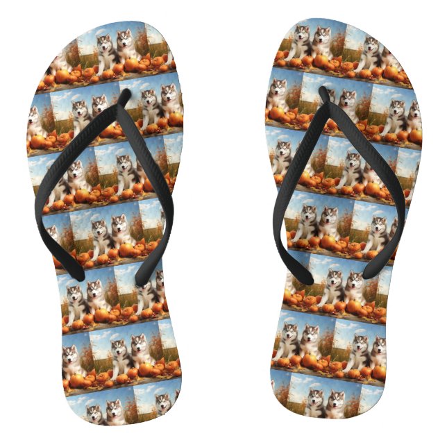 Alaskan Malamute Welpe Herbst Delight Pumpkin Flip Flops (Fußbett)