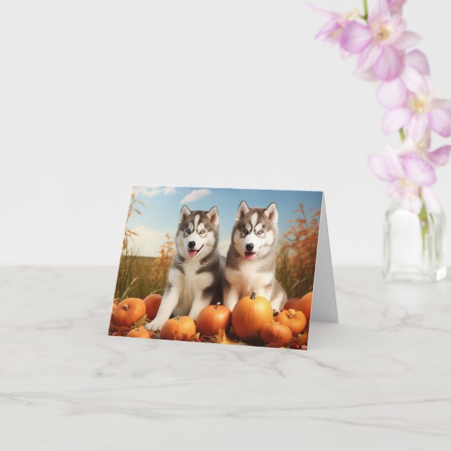 Alaskan Malamute Welpe Herbst Delight Pumpkin Karte (Orchidee)