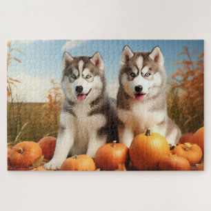 Alaskan Malamute Welpe Herbst Delight Pumpkin Puzzle