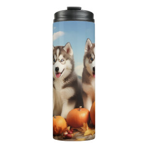 Alaskan Malamute Welpe Herbst Delight Pumpkin Thermosbecher