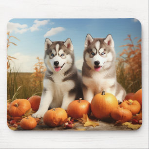Alaskan Malamute Welpe Herbstfreude Kürbis Mousepad