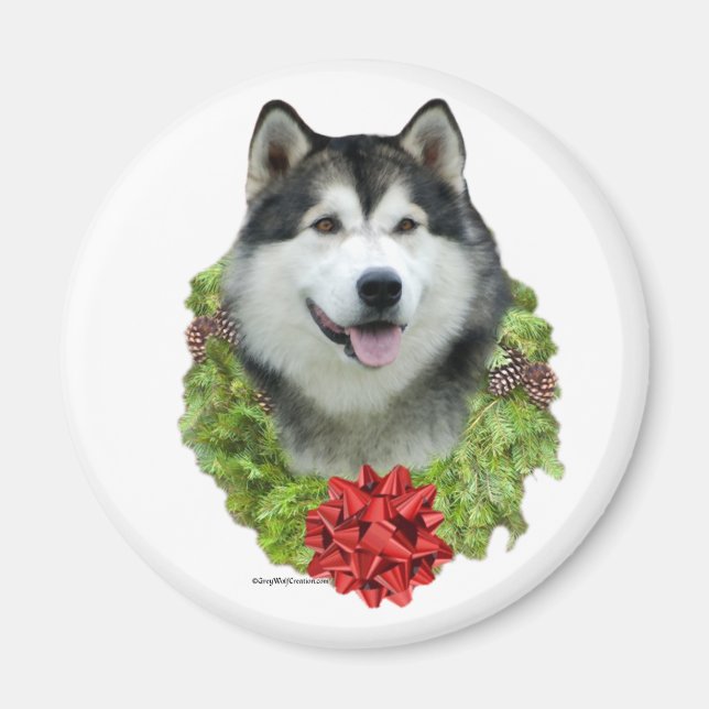 Alaskan Malamute Wreath - Magnet (Vorne)