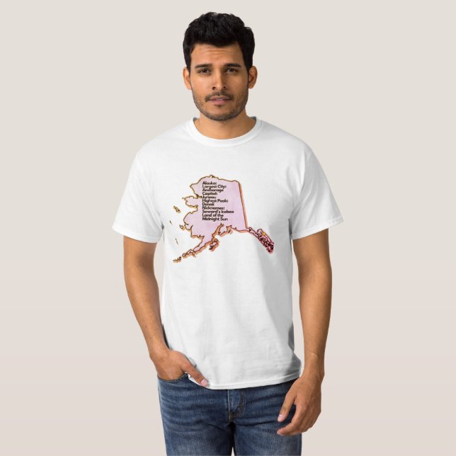 Alaskan Map & Fakten Vendredi Filter T-Shirt (Vorne ganz)