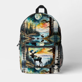Alaskan Moose an der Bucht Bedruckter Rucksack