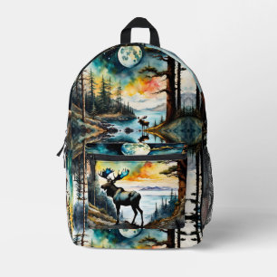 Alaskan Moose an der Bucht Bedruckter Rucksack