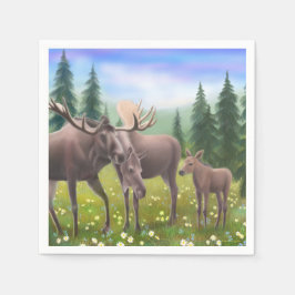 Alaskan Moose Family Paper Napkins Serviette