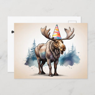 Alaskan Moose mit Geburtshhat Postkarte