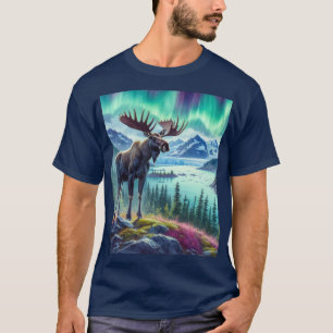 Alaskan Moose Northern Lights Mens T - Shirt