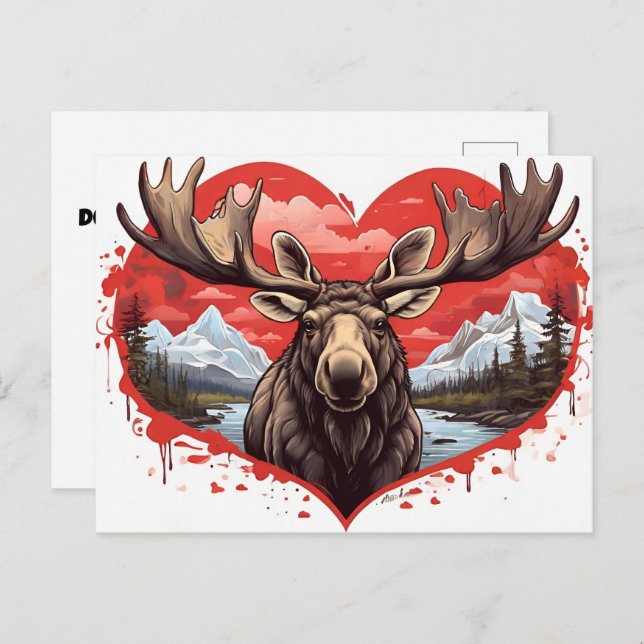 Alaskan Moose Postkarte (Vorne/Hinten)