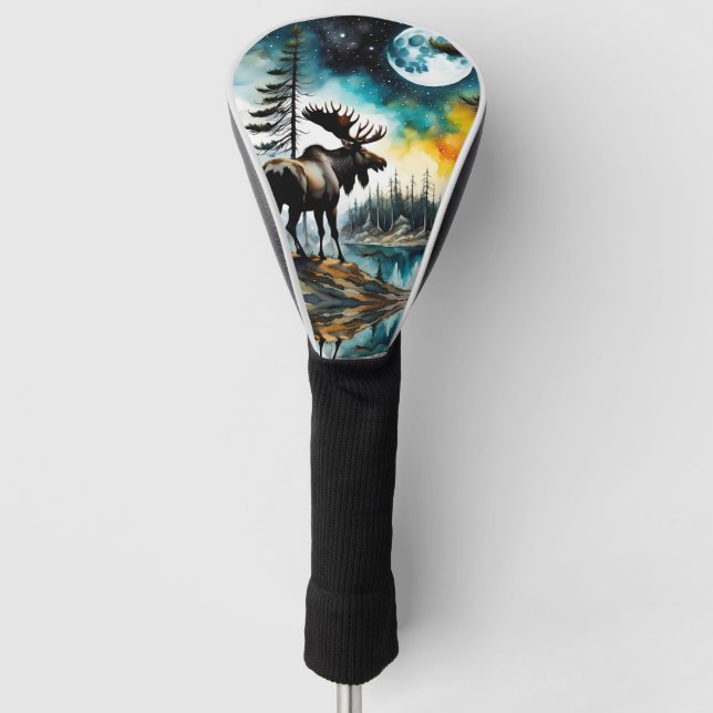 Alaskan Moose Standing on Mountain Ridge Golf Headcover (Vorderseite)