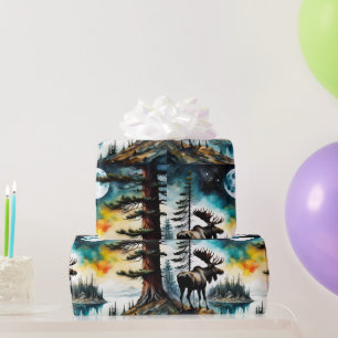 Alaskan Moose Stehend auf der Bergkette Geschenkpapier