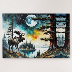 Alaskan Moose Stehend auf der Bergkette Puzzle