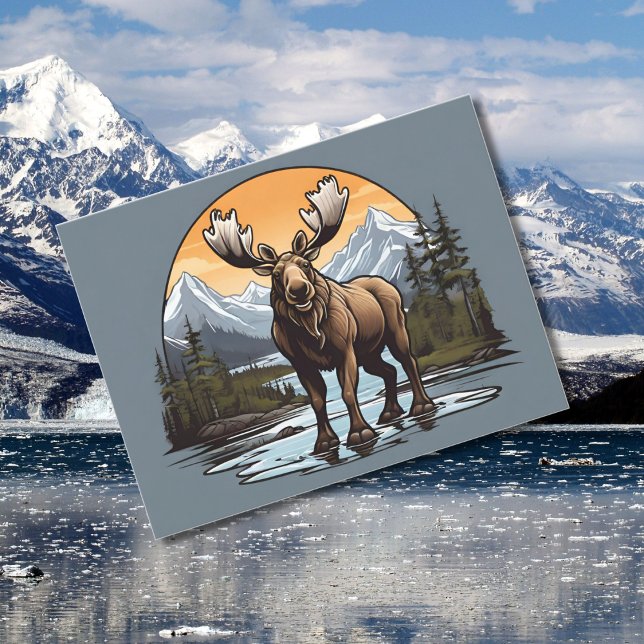 Alaskan Moose stehend im Wasser Postkarte (Von Creator hochgeladen)