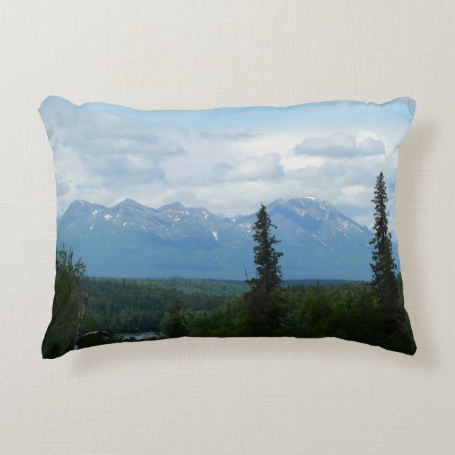 Alaskan Mountain Range Panorama Fotografie Dekokissen (Vorderseite)