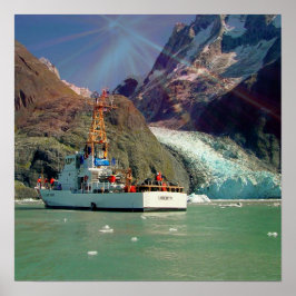 Alaskan Mountain Waterfall View & Boot Poster