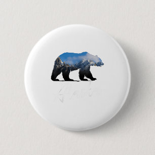 Alaskan Mountains Bear Grizzly Alaska Staat Souven Button