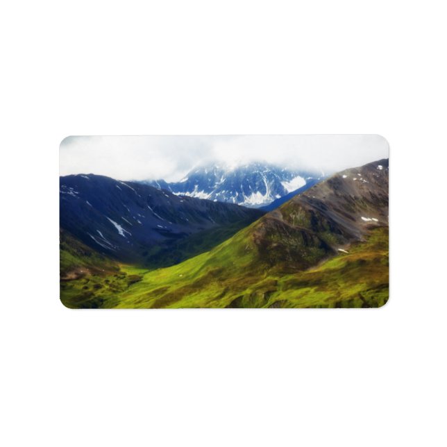 Alaskan Mountains Szene Adressaufkleber (Vorne)