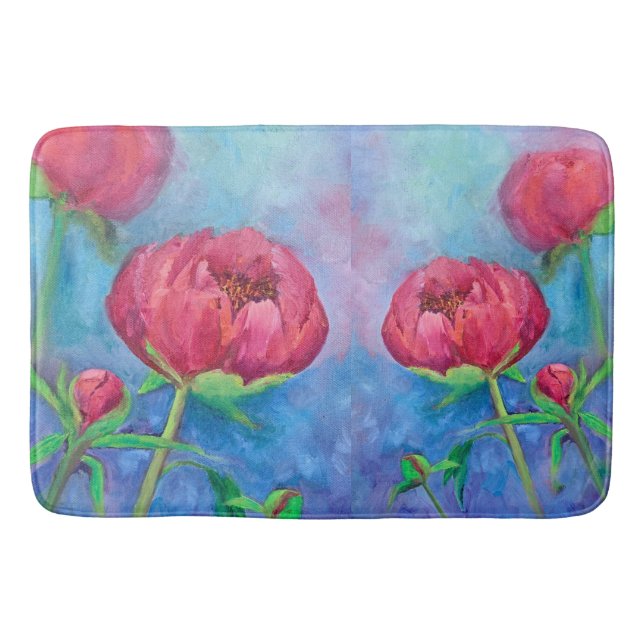 Alaskan Peonies Bath Mat Badematte (Vorderseite)