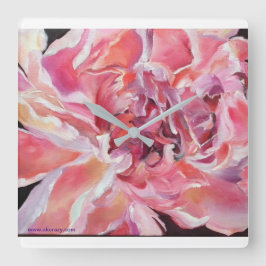 Alaskan Peonies Floral Clock Quadratische Wanduhr