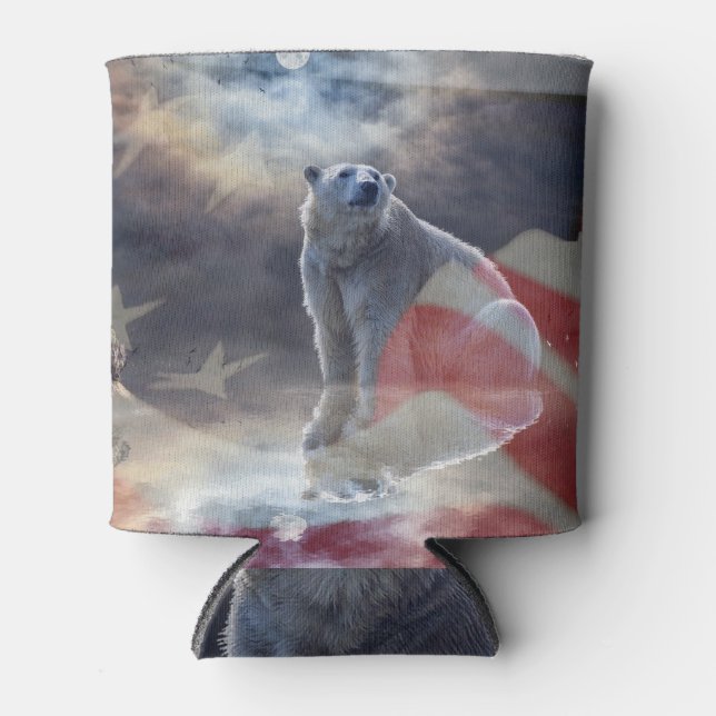 Alaskan Polar Bear American Flag Dosenkühler (Vorderseite)