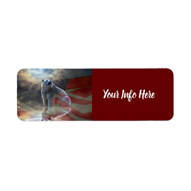 Alaskan Polar Bear American Flag Label (Vorne)