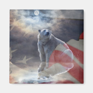 Alaskan Polar Bear American Flag Magnet