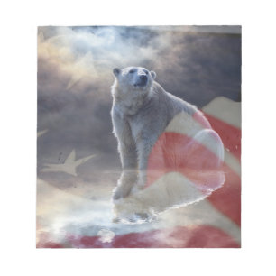 Alaskan Polar Bear American Flag Notizblock