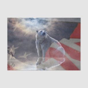 Alaskan Polar Bear American Flag Seidenpapier