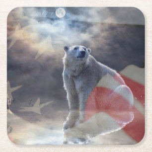 Alaskan Polar Bear Rechteckiger Pappuntersetzer