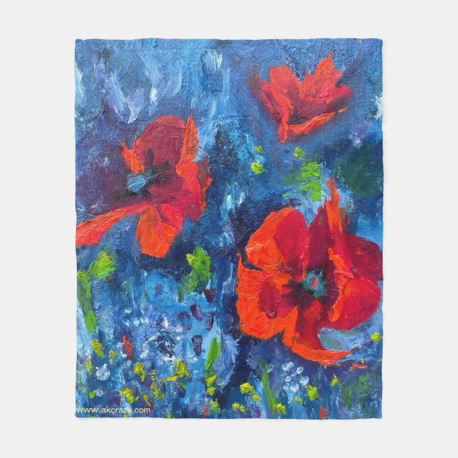 Alaskan Poppies Fleece Decke (Vorderseite)