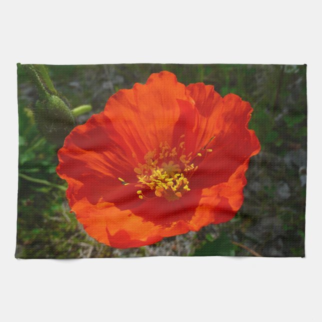 Alaskan Red Poppy Colorful Blume Handtuch (Horizontal)