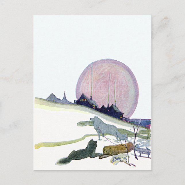 Alaskan Schlittenhunde im Schnee Postkarte (Vorderseite)