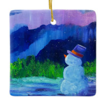 Alaskan Snowman Keramik Ornament