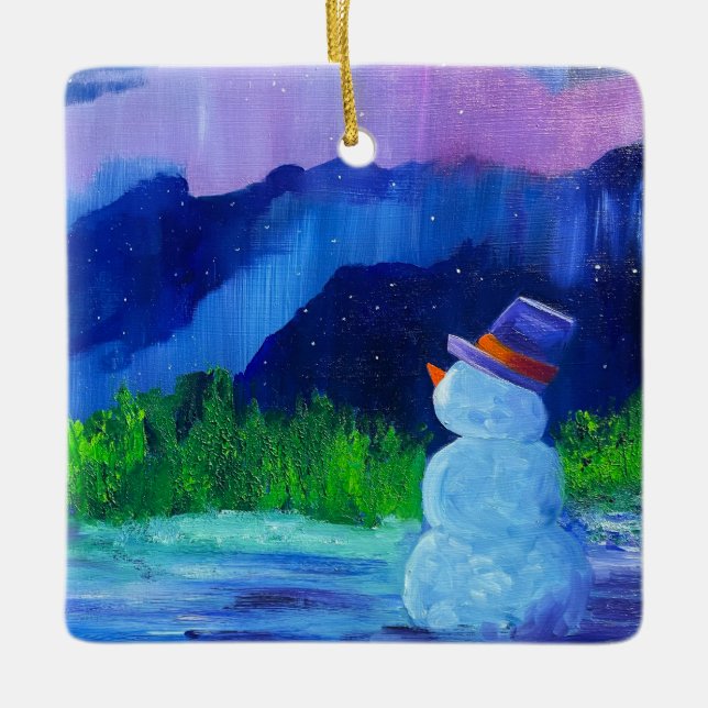 Alaskan Snowman Keramik Ornament (Vorderseite)
