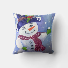 Alaskan Snowman Throw Pillow Kissen