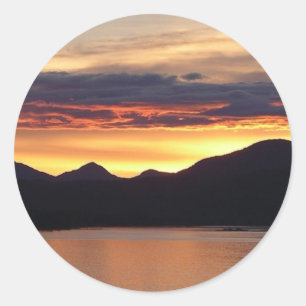 Alaskan Sunset I Beautiful Alaska Fotografie Runder Aufkleber