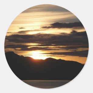 Alaskan Sunset III Schöne Alaska Fotografie Runder Aufkleber