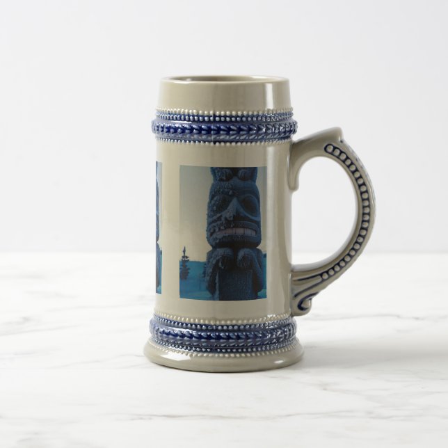 Alaskan Totem Pole Winter Szene Extravagant Krog Bierglas (Rechts)