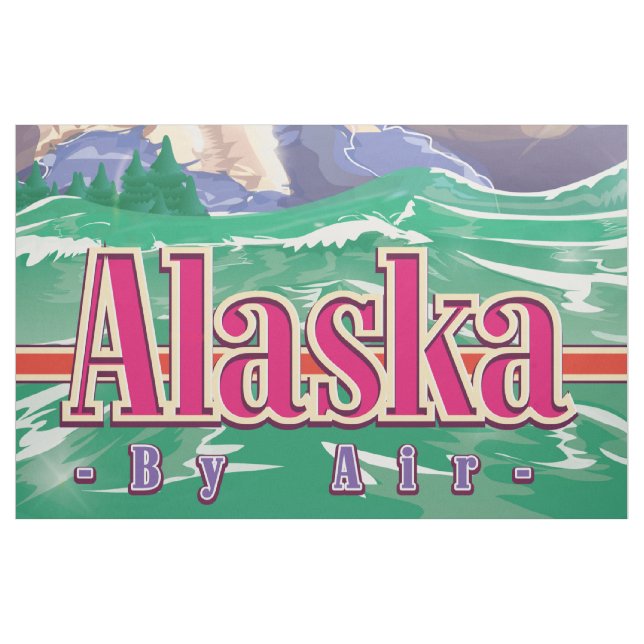 Alaskan Vintage Reise Poster. Stoff (Yard (91,4 cm))