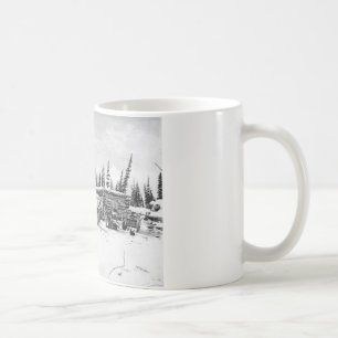 Alaskanische Schlittenhunde vor einer Blockhütte Kaffeetasse
