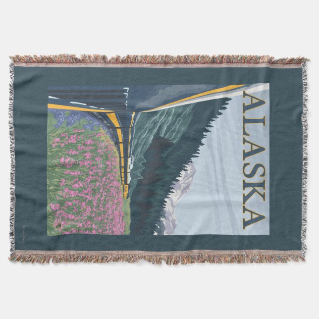 AlaskaRailroad und Fireweed-Vintage Reise Decke (Vorderseite)