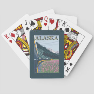 AlaskaRailroad und Fireweed-Vintage Reise Spielkarten